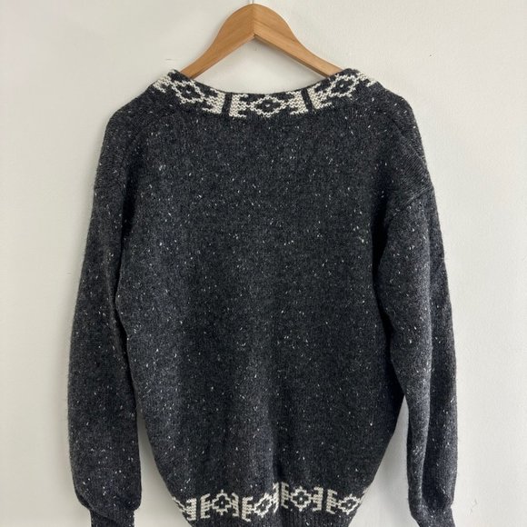 Vintage SISLEY Italy Gray Wool Grunge Boyfriend Cardigan Sweater - Picture 10 of 10